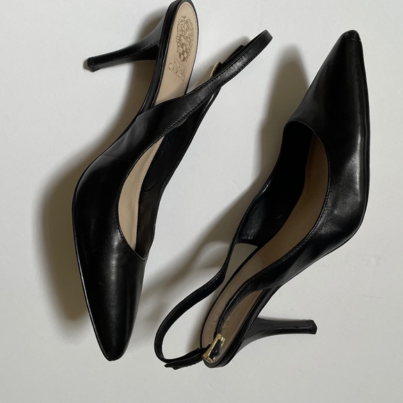 Like new! Vince C Black Leather Slingback Pumps - Picture 1 of 12